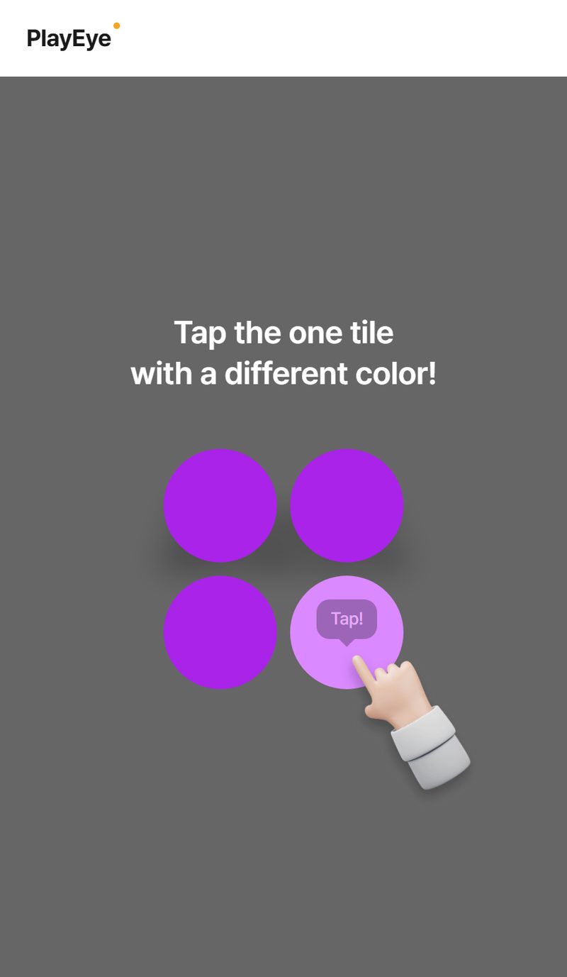 Odd Color Out gameplay — tapping the one tile with a different color