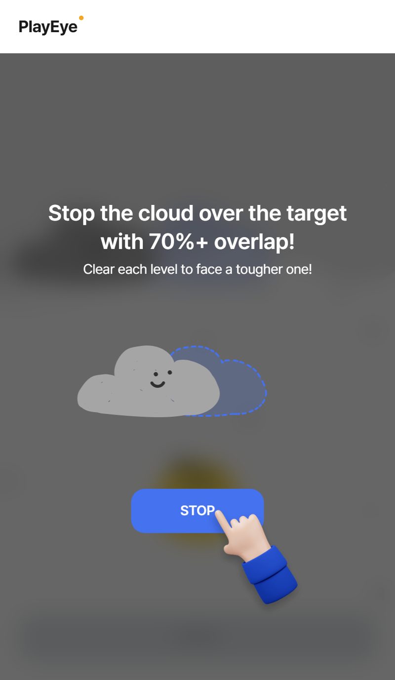 Stop the Cloud gameplay — landing the cloud on the dotted target outline